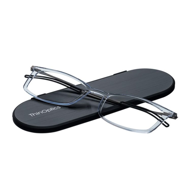 ThinOptics Brooklyn Full Clear Frame Reading Glasses + Milano Case Kefan Optics